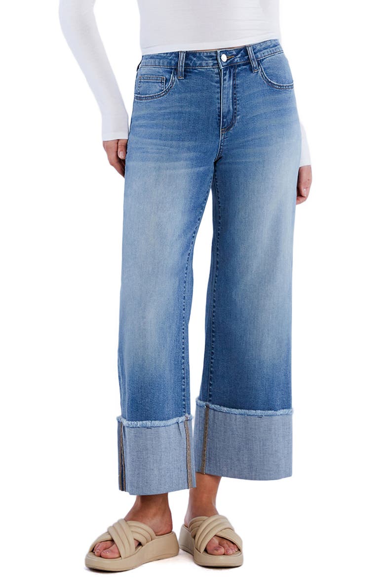 Issy Cuffed Ankle Wide Leg Jeans, Main, color, LIGHT DENIM