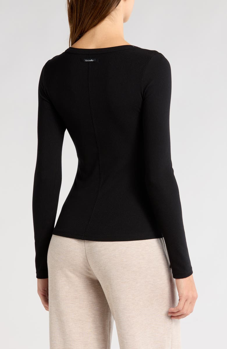 TravisMathew Cloud Retreat Rib Long Sleeve Top, Alternate, color, Black