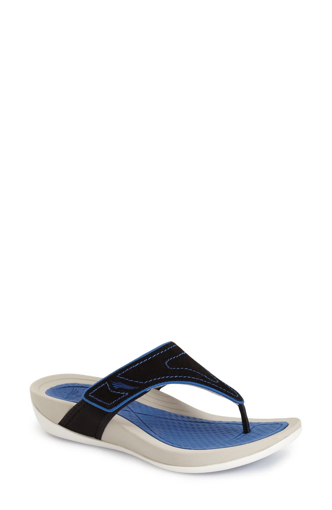 Katy 2 Thong Sandal, Main, color, BLACK/ COBALT SUEDE