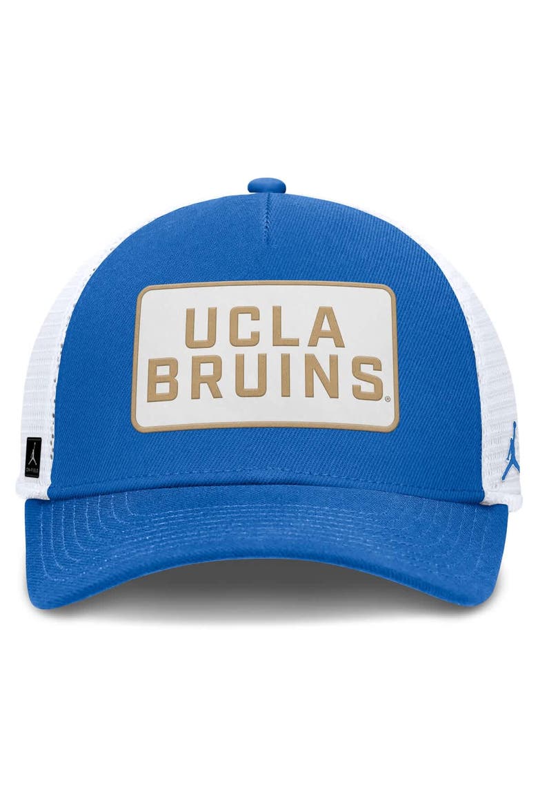 Men's Jordan Brand Blue/White UCLA Bruins 2025 On-Field Rise Patch Trucker Adjustable Hat, Alternate, color, Blue