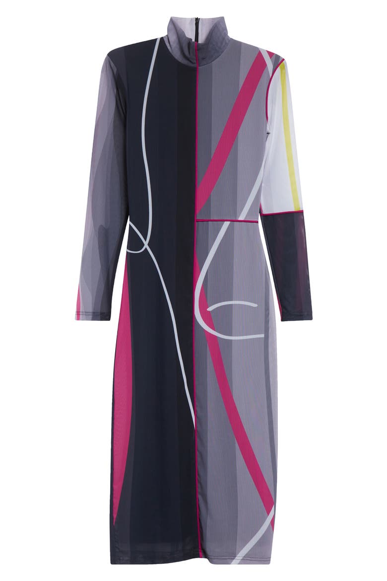 Neeta Stripe Long Sleeve Midi Dress, Alternate, color, PRINT