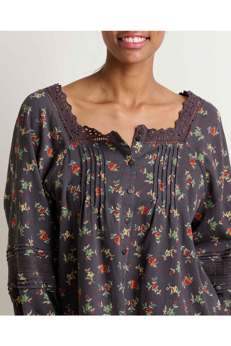 Manzana Peasant Long Sleeve Shirt, Alternate, color, Soot Graphic Print
