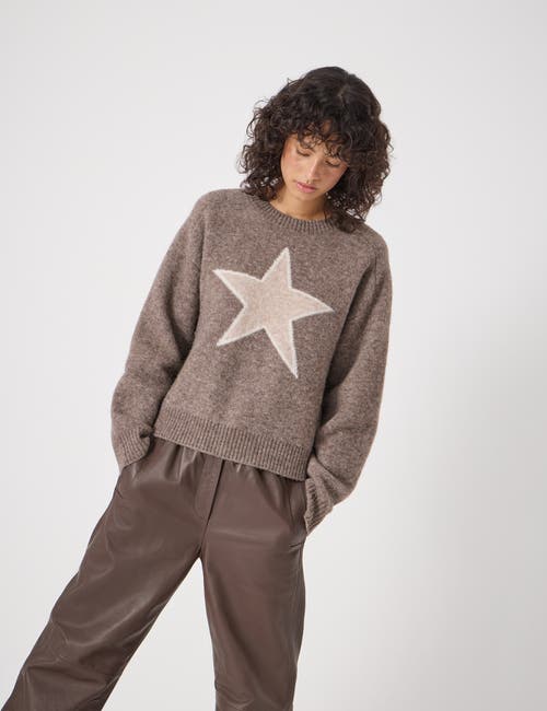 Hush Wool Blend Star Jacquard Sweater In Brown