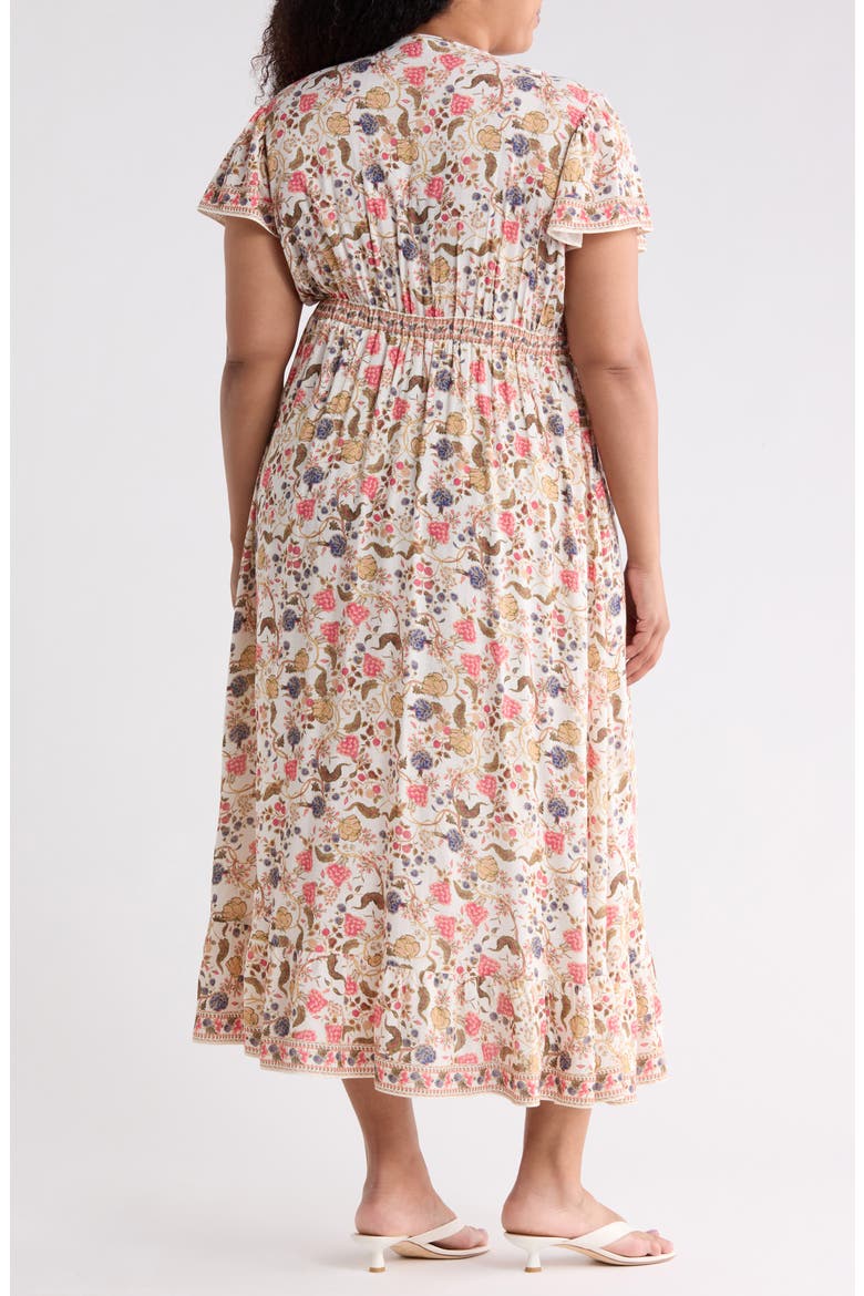 Floral Flutter Sleeve Empire Waist Maxi Dress, Alternate, color, CREAM/ RED FLORAL MUSE