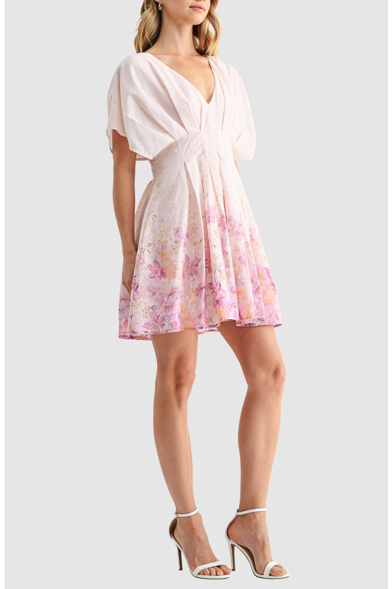 Placed Floral Minidress, Alternate, color, BLUSH PINK