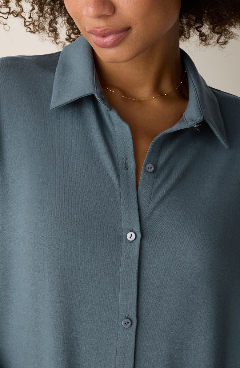 Eileen Fisher Long Sleeve Oval Jersey Shirtdress, Alternate, color, Eucalyptus