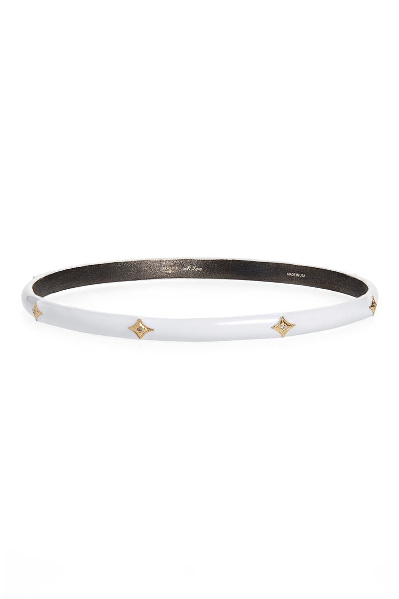 Old World Enamel Bangle, Main, color, WHITE/ BLACKENED SILVER/ GOLD
