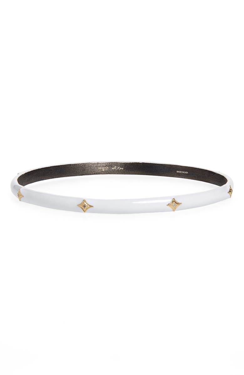 Armenta Old World Enamel Bangle, Main, color, White/ Blackened Silver/ Gold