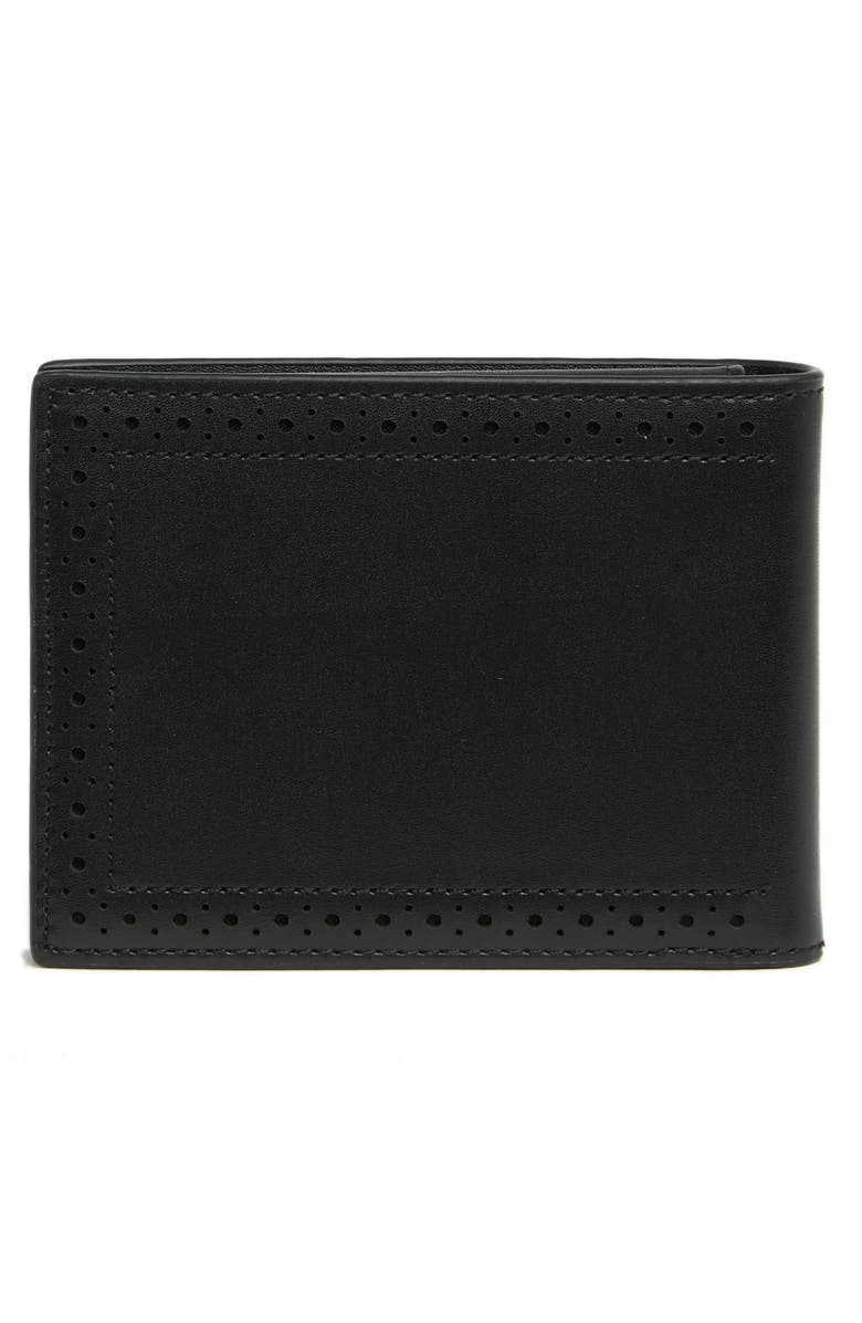 Cole Haan Brogue Leather Passcase Wallet, Alternate, color, Black
