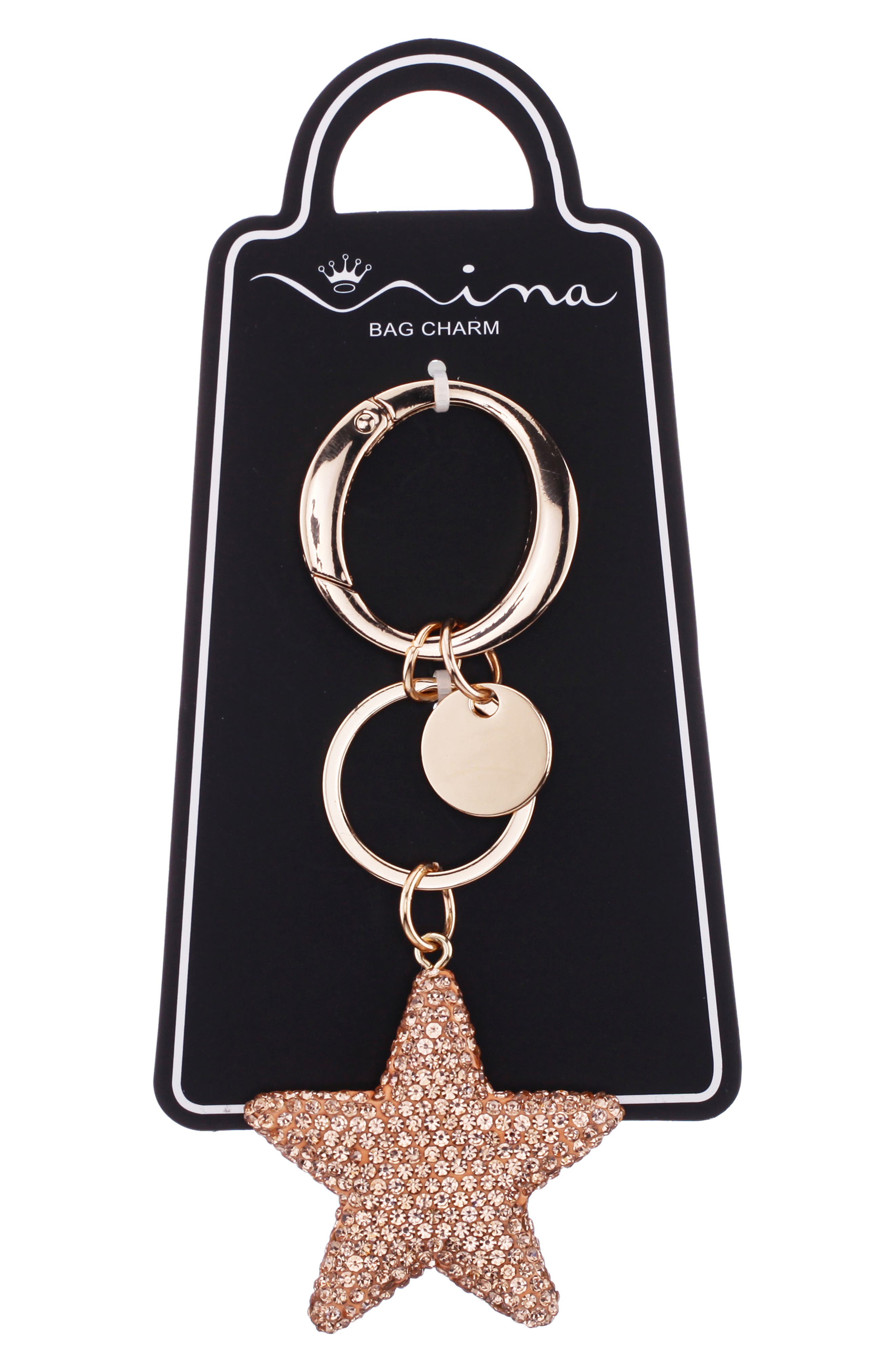 Crystal Embellished Star Bag Charm, Alternate, color, GOLD