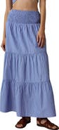 Faherty Coastal Tiered Poplin Maxi Skirt