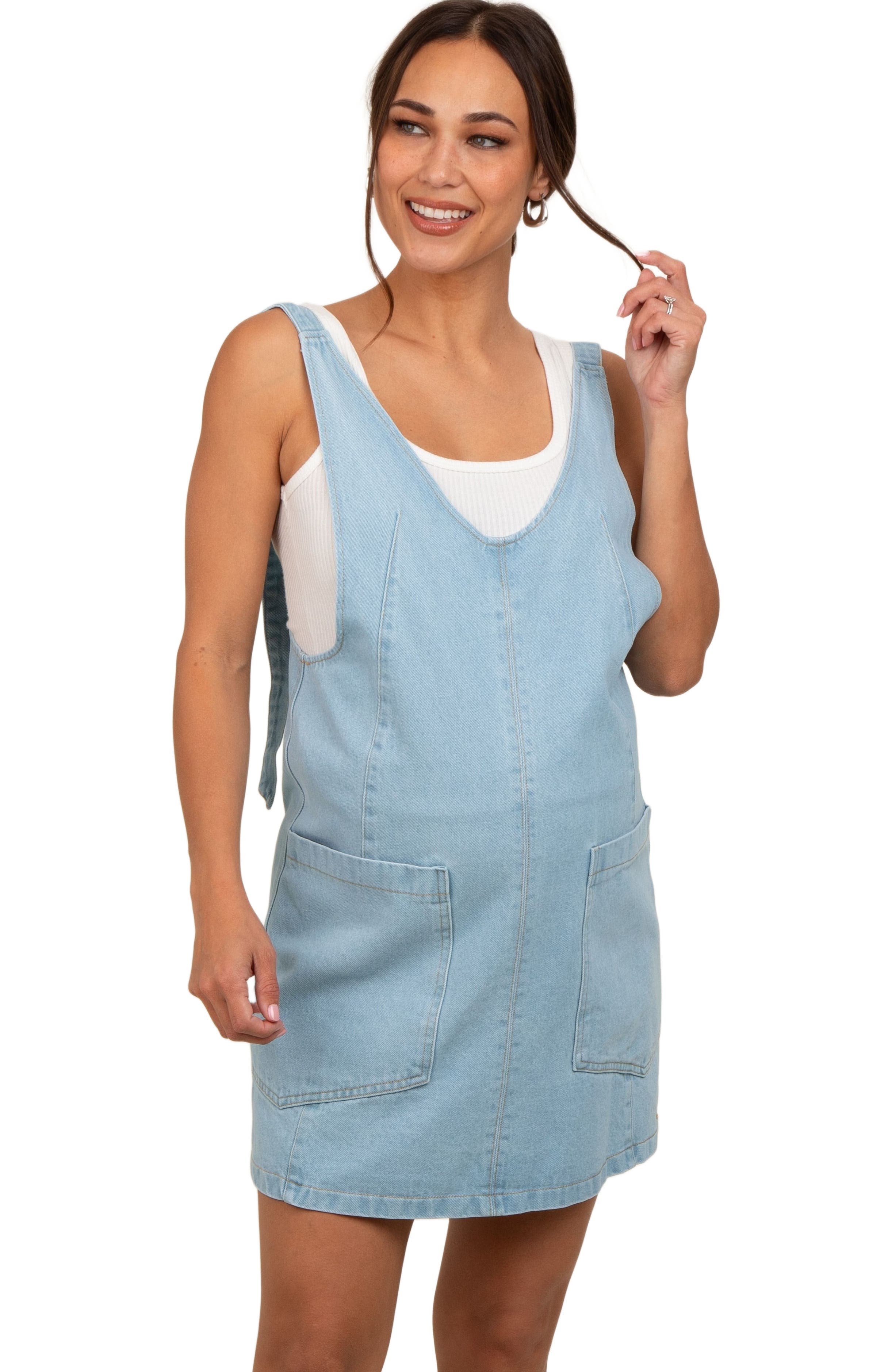 Denim Side Pocket Overall Dress - image 2