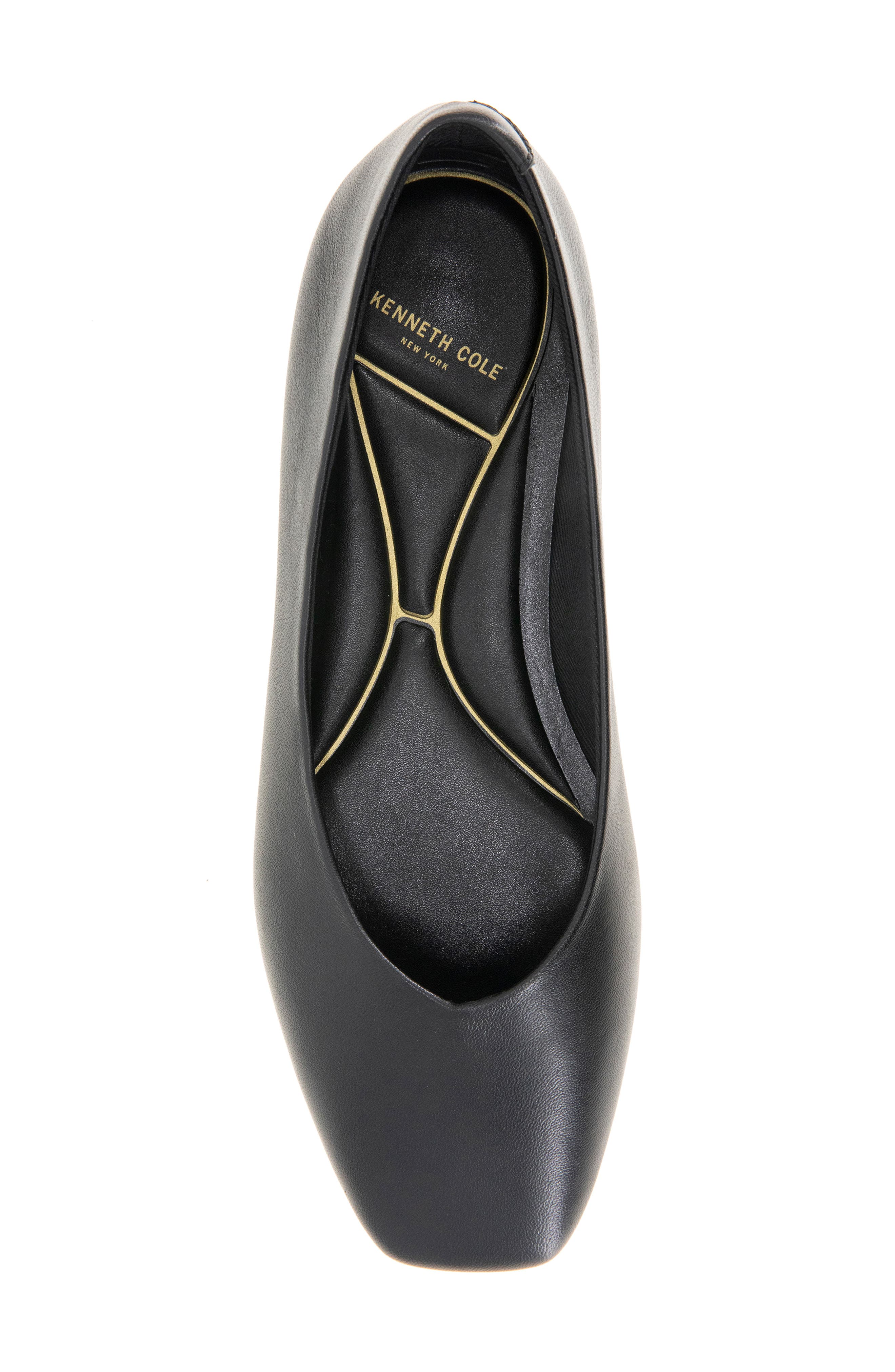 Kenneth Cole Johanna Square Toe Flat, Alternate, color, Black Leather