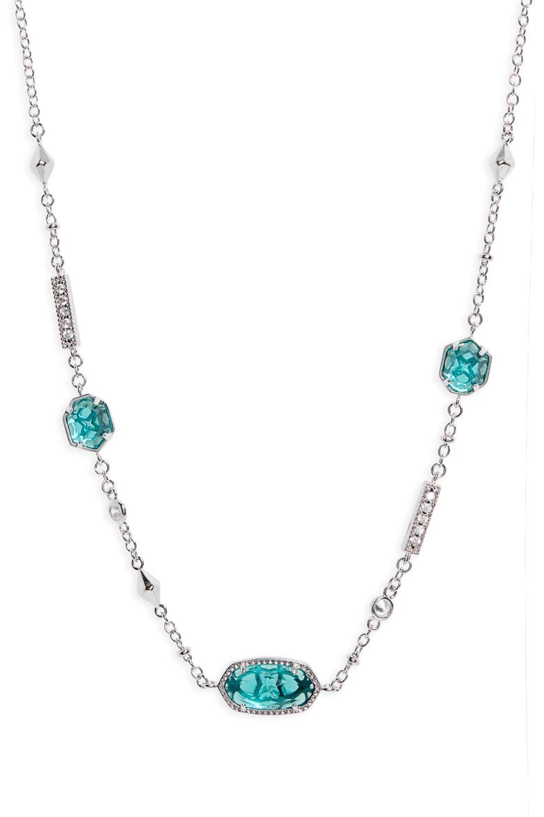 Maddie Long Station Necklace, Alternate, color, RHOD/ LONDON BLUE ILLUSION