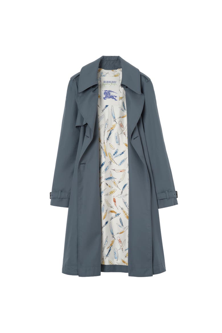 Long Tropical Gabardine Pembury Trench Coat, Alternate, color, Seafarer blue