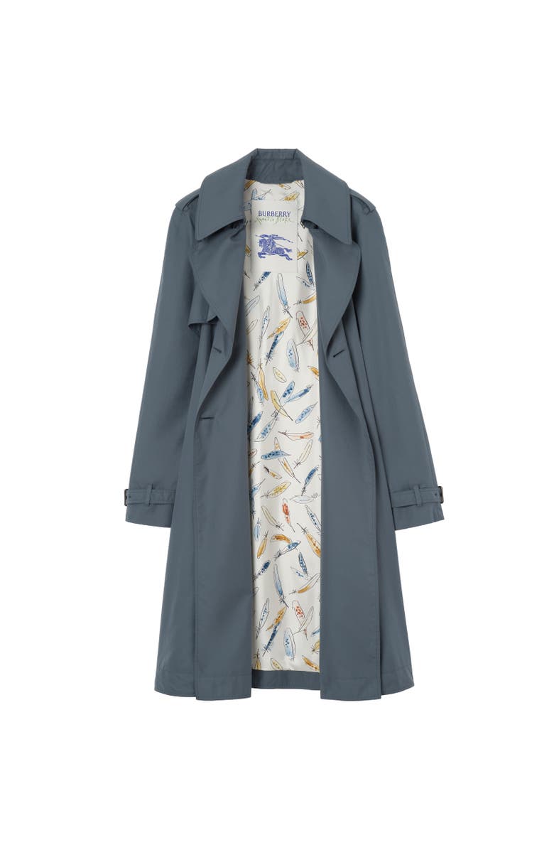 Burberry Long Tropical Gabardine Pembury Trench Coat, Alternate, color, Seafarer Blue