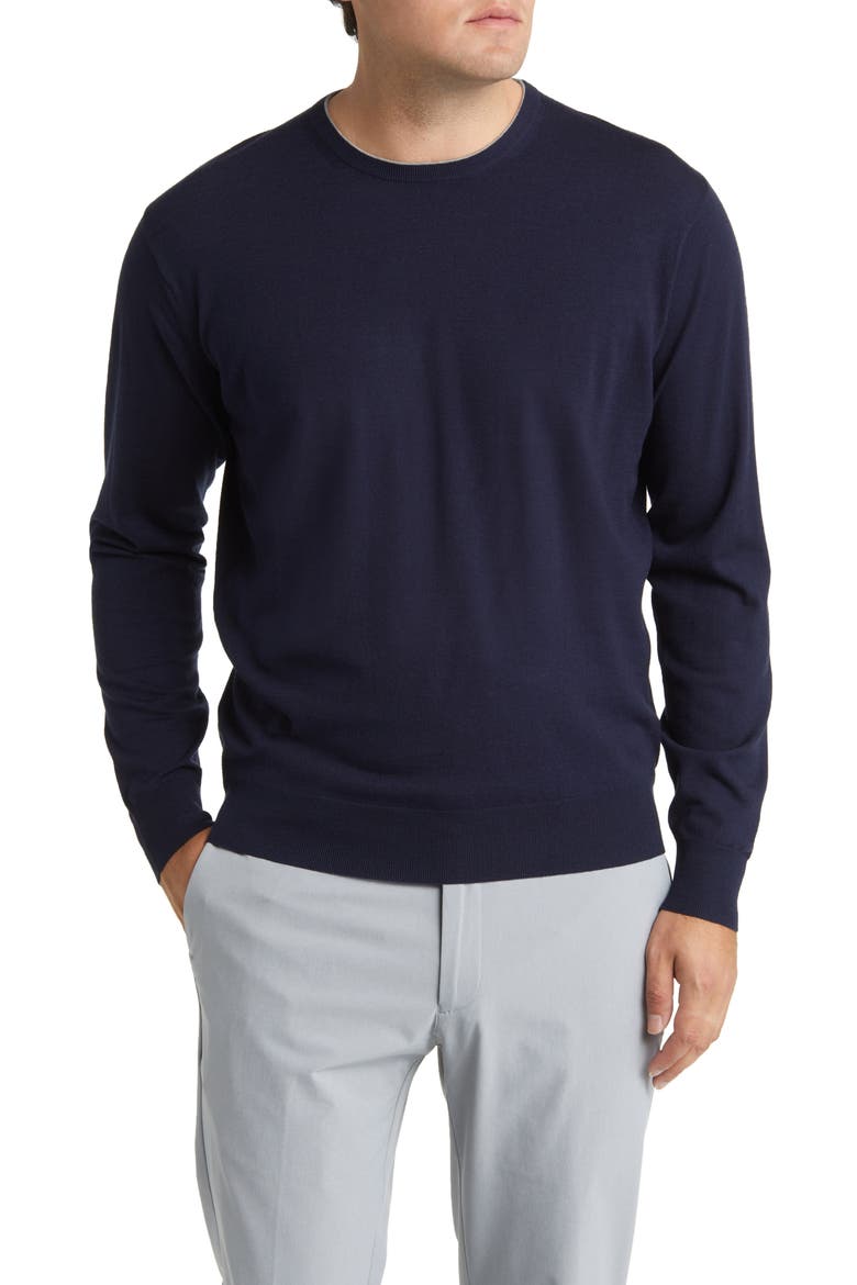 Crown Crafted Excursionist Flex Wool Blend Sweater, Main, color, NAVY