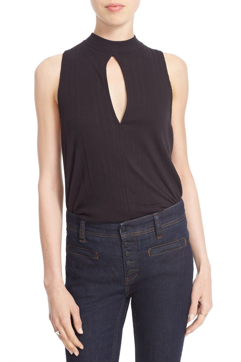 'Faye' Front Keyhole Tank, Alternate, color, BLACK