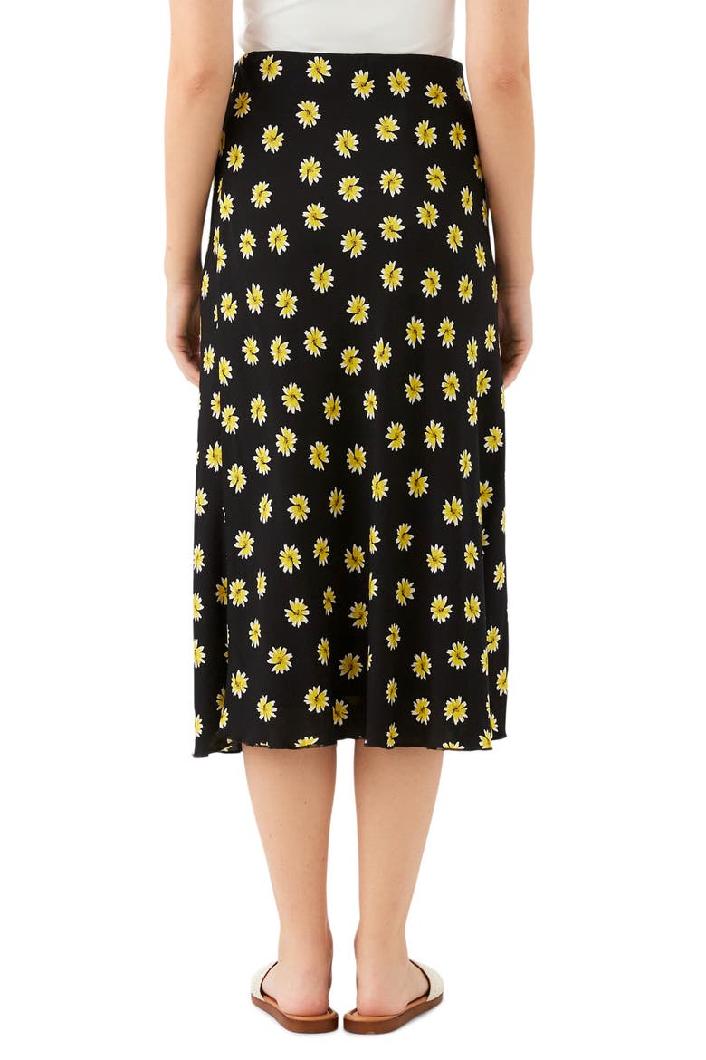 Floral Print Bias Cut Midi Skirt, Alternate, color, BLACK PRINT