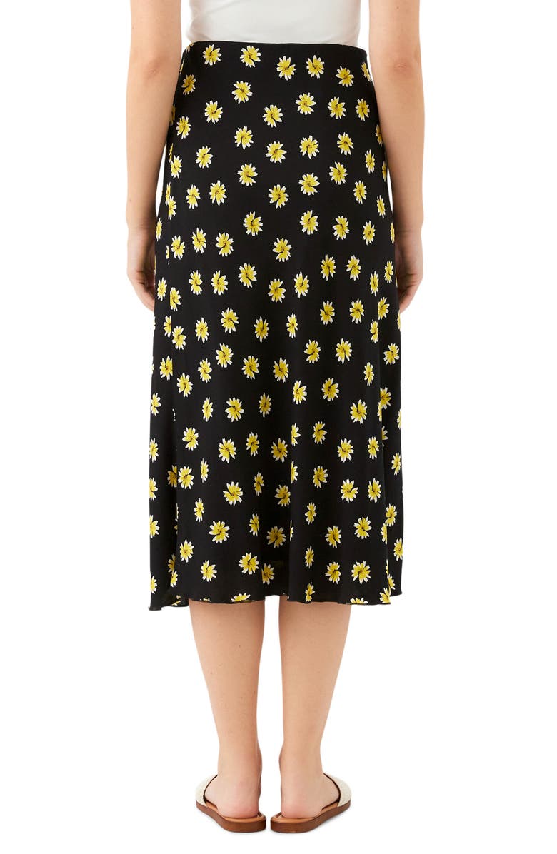 Karen Kane Floral Print Bias Cut Midi Skirt, Alternate, color, Black Print