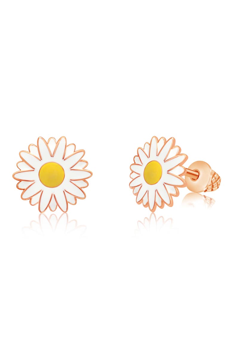 Kids' Sunflower Earrings, Main, color, WHITE/ YELLOW