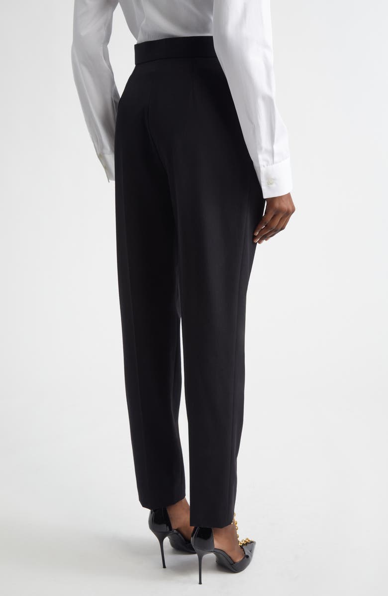 Balmain Tailored High Waist Wool Grain de Poudre Pants, Alternate, color, Black