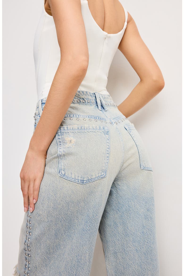Good Standard Ease Studded High Waist Wide Leg Jeans, Alternate, color, INDIGO784
