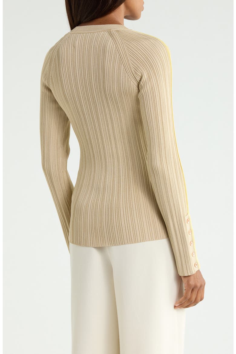 Piped Rib Long Sleeve Top, Alternate, color, SAND-MOONLIGHT