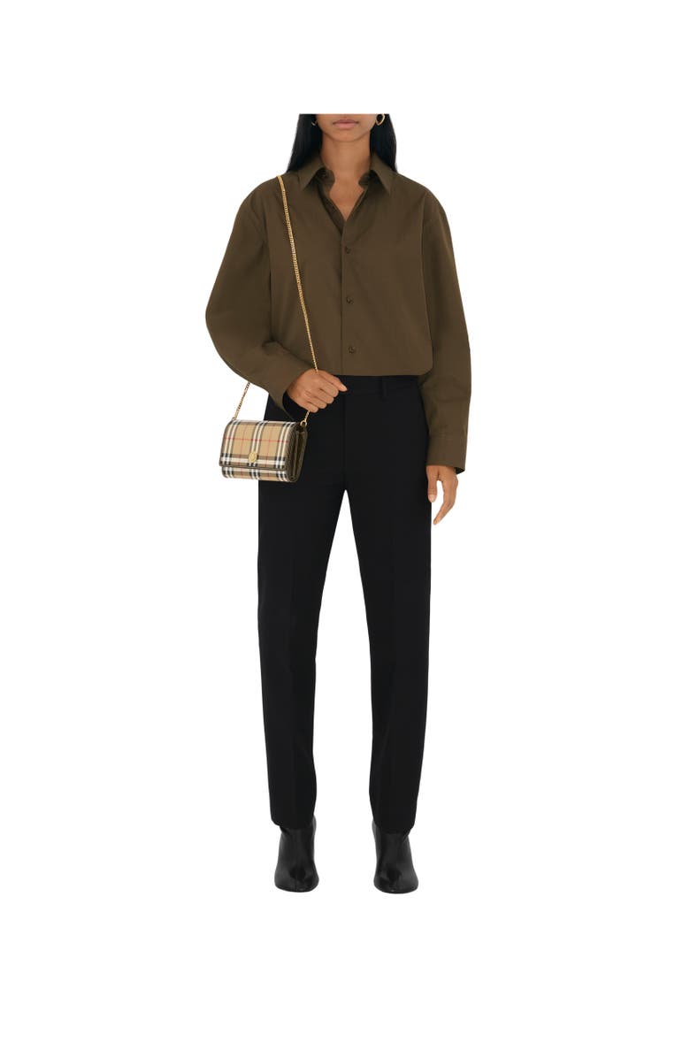 Burberry Check Chain Strap Wallet, Alternate, color,