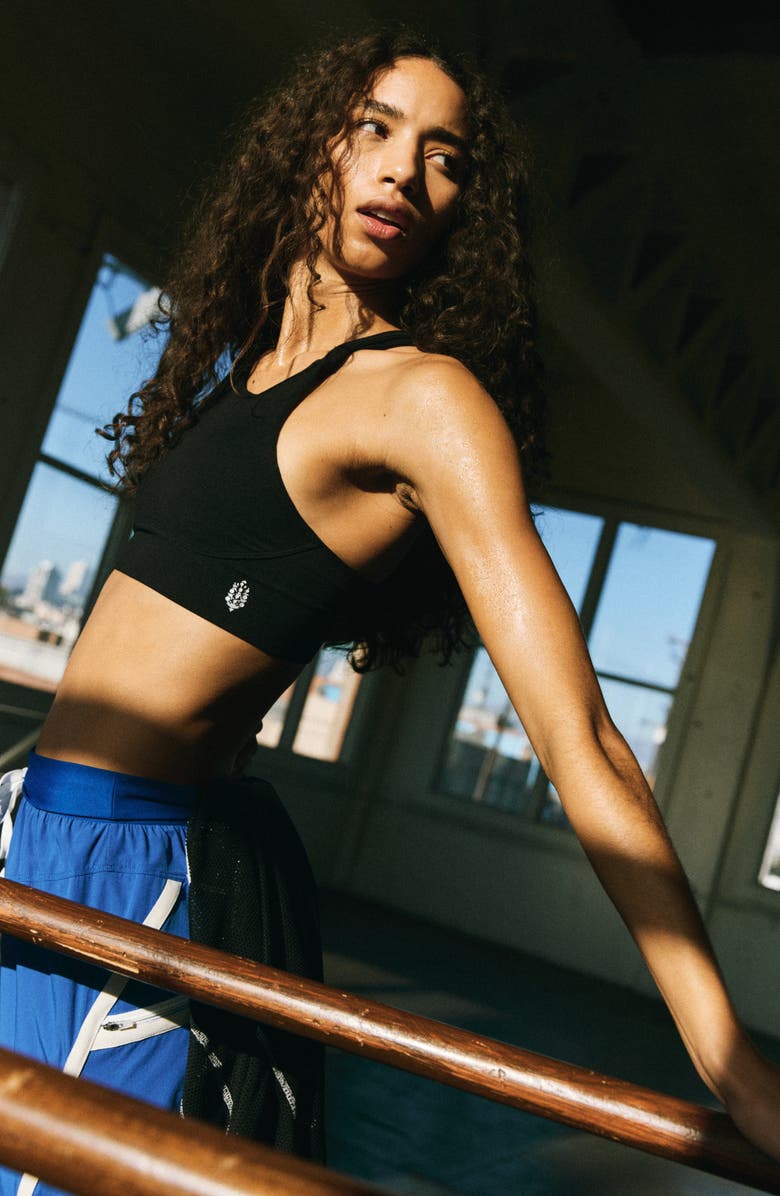 Free People FP Movement On the Radar High Neck Sports Bra, Alternate, color, Black