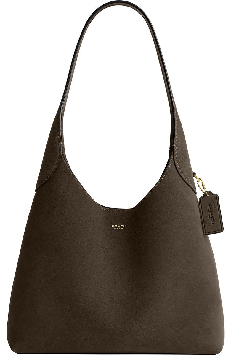 COACH Brooklyn 28 Suede Shoulder Bag, Main, color, B4/ Olive