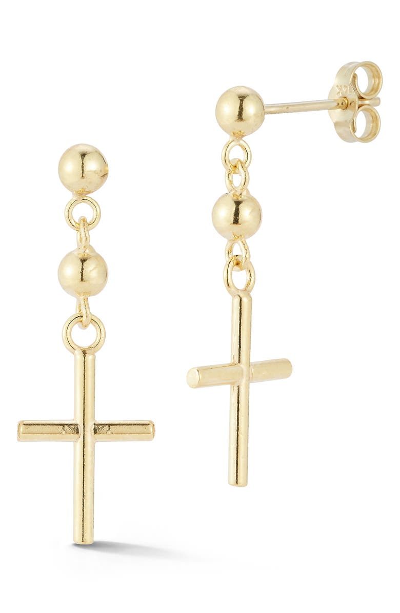 Ember Fine Jewelry Cross Drop Earrings, Main, color, Gold