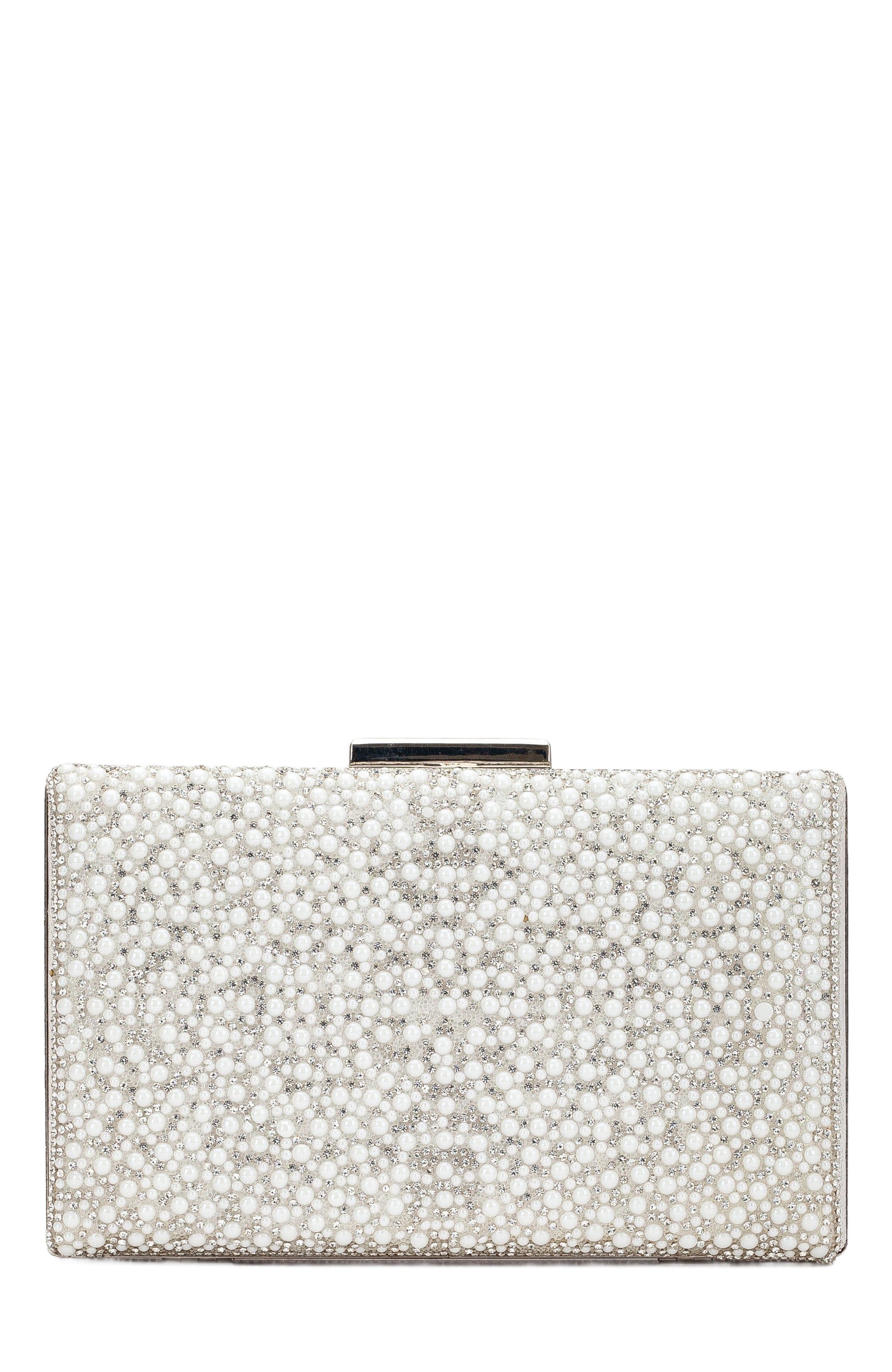 Forever & Always Shoes Klara Pearl Bridal Clutch, Main, color, 