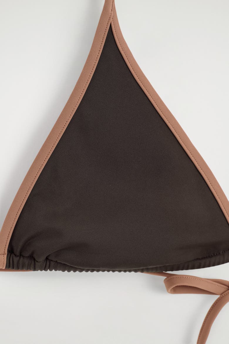 Contrast-trimmed Triangle Bikini Top, Alternate, color, BROWN / TERRACOTTA