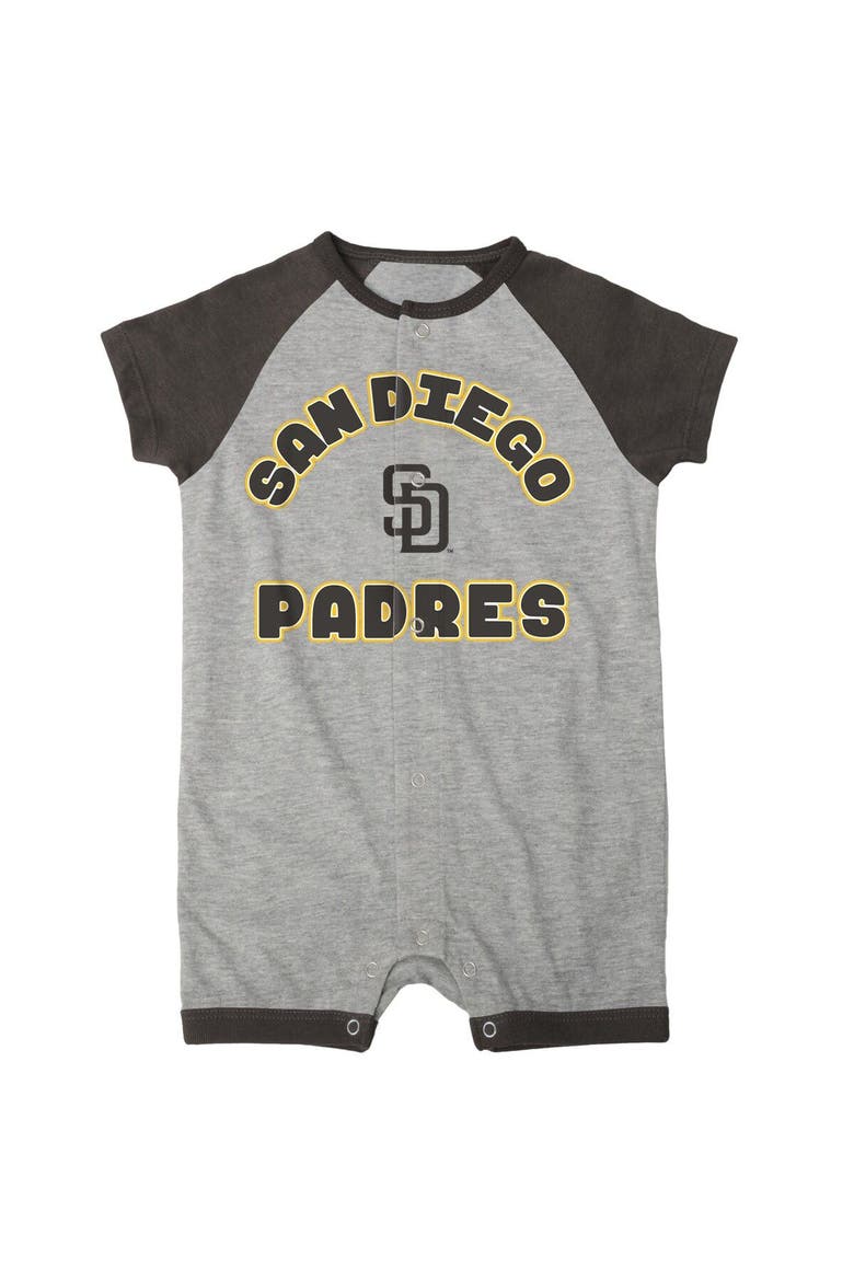 Newborn & Infant Heather Gray San Diego Padres Extra Base Hit Raglan Full-Snap Romper, Alternate, color, Heather Gray