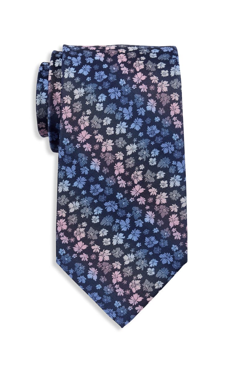 Synrgy by DXL Big & Tall Ombré Floral Tie, Main, color, Navy