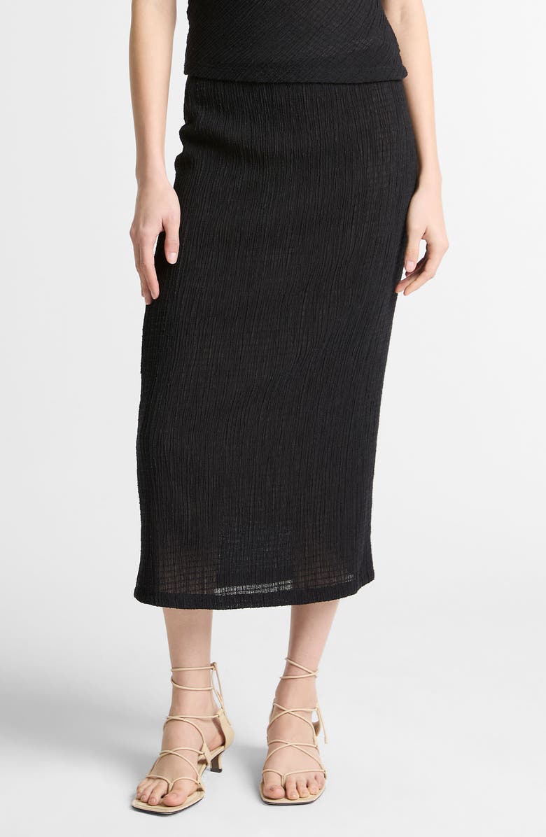 Vince Shadow Grid Midi Skirt, Main, color, Black