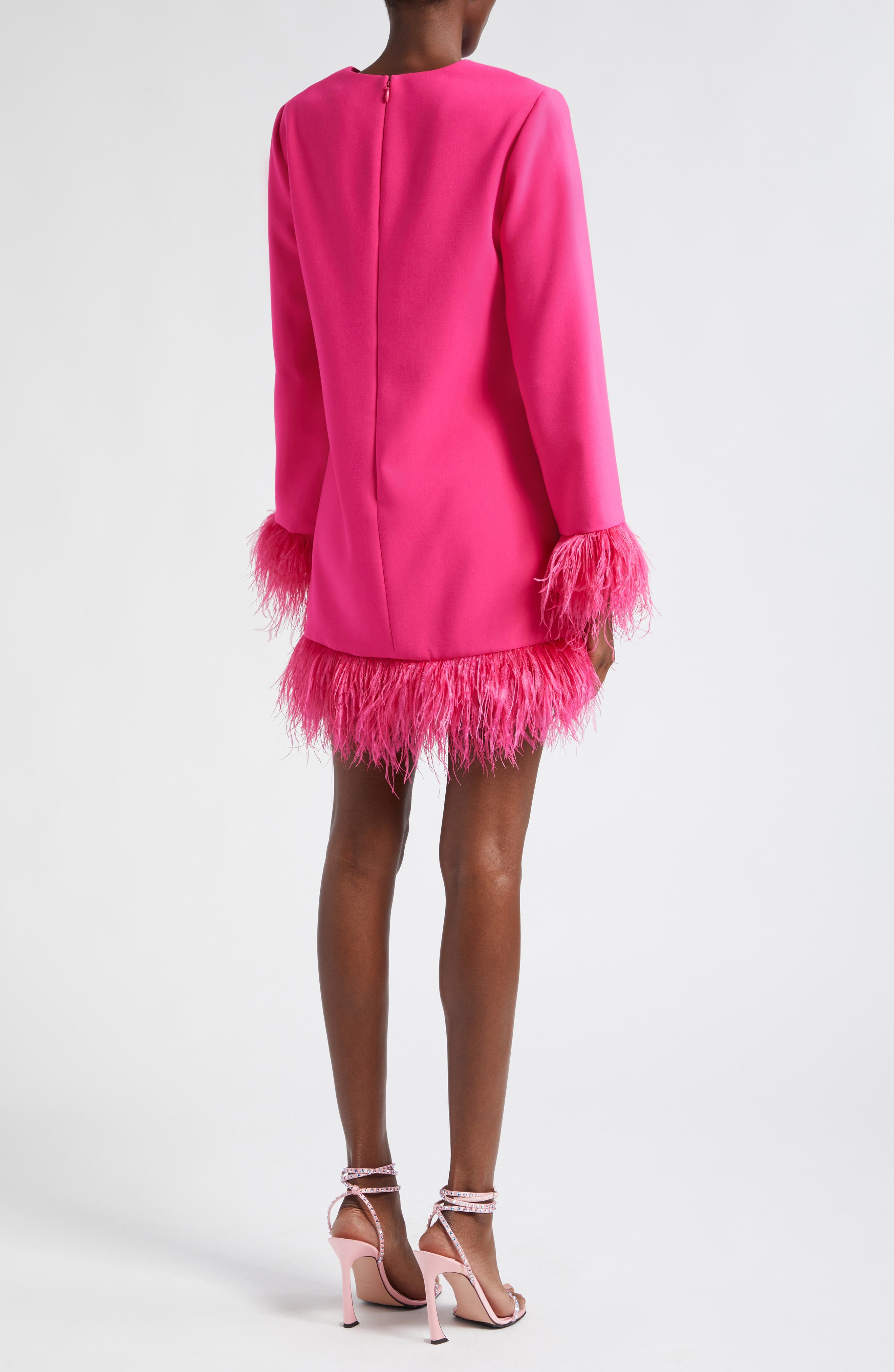 Marullo Feather Trim Long Sleeve Dress - image 2