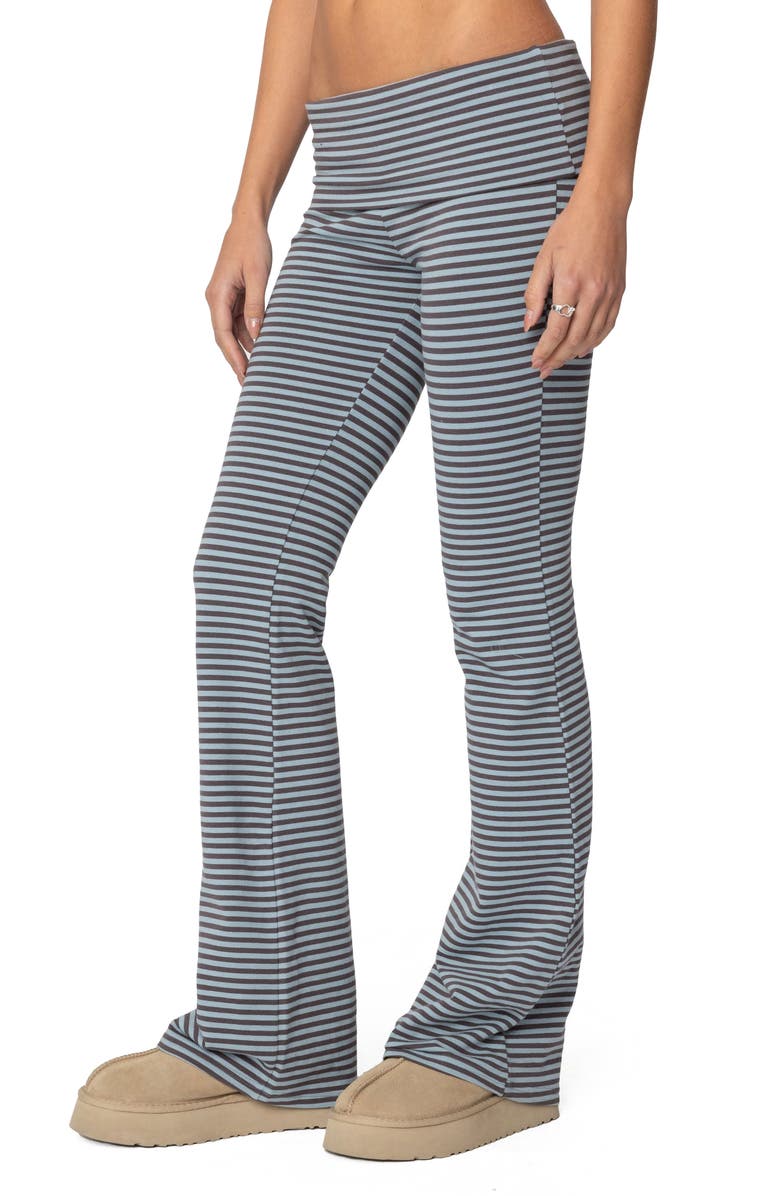 EDIKTED Kaeli Stripe Flare Pants, Alternate, color, Navy