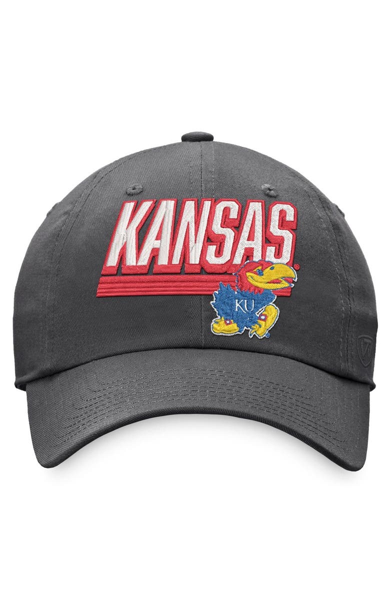 TOP OF THE WORLD Men's Top of the World Charcoal Kansas Jayhawks Slice Adjustable Hat, Alternate, color, 