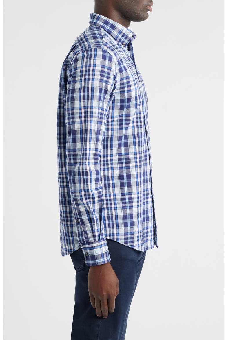 Brentford Plaid Button-Down Shirt, Alternate, color, NAVY