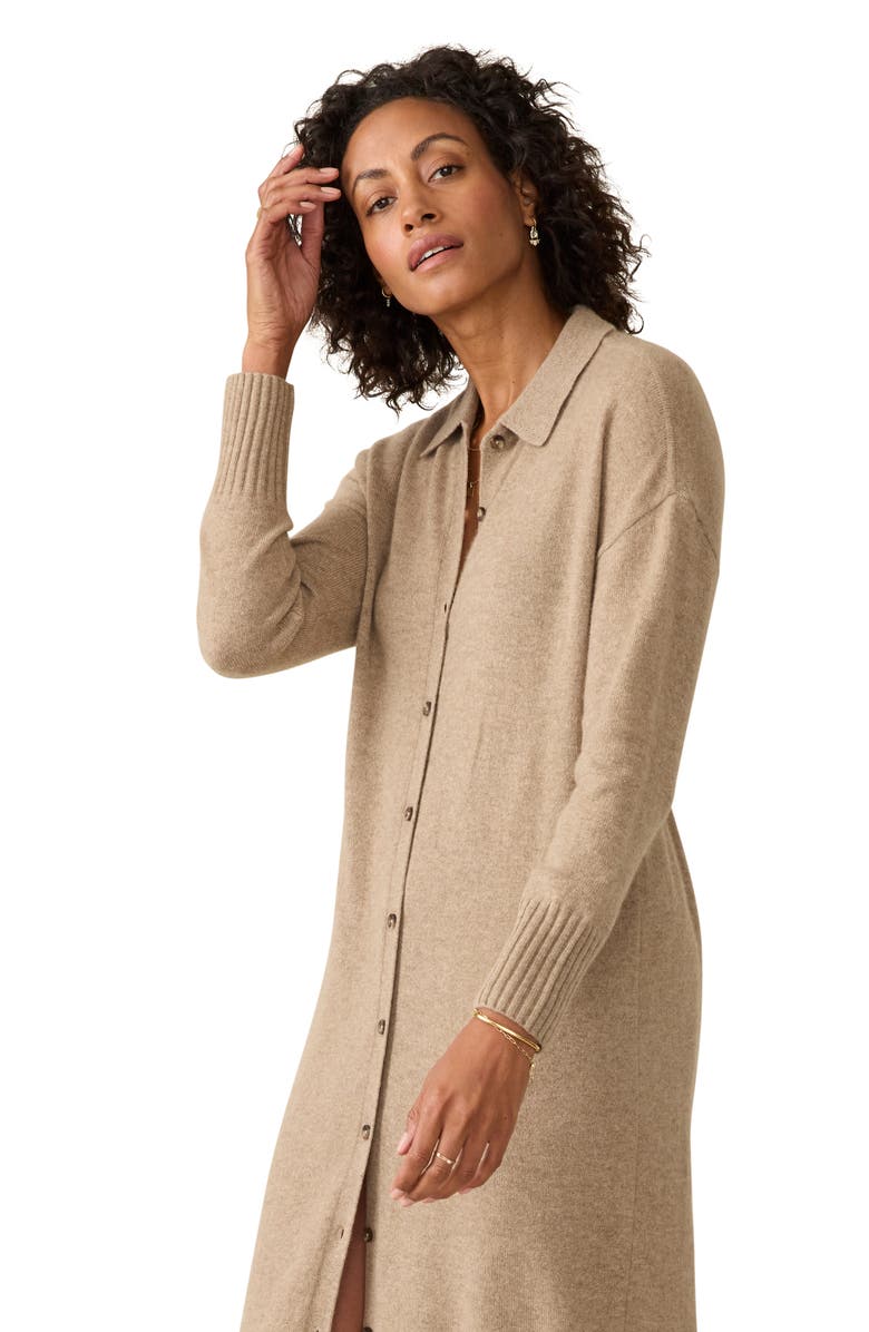 Faherty Tropical Cashmere Long Sleeve Maxi Shirtdress, Alternate, color, 