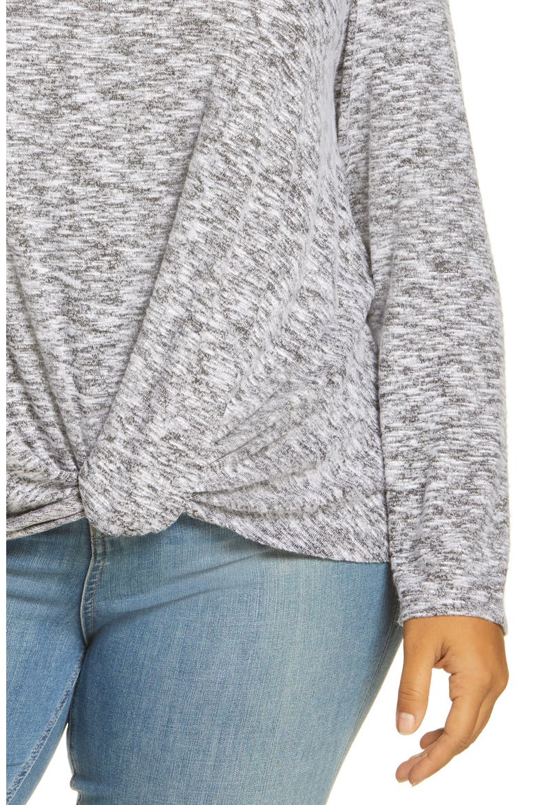 Scoop Neck Front Twist Top, Alternate, color, BLACK/ IVORY