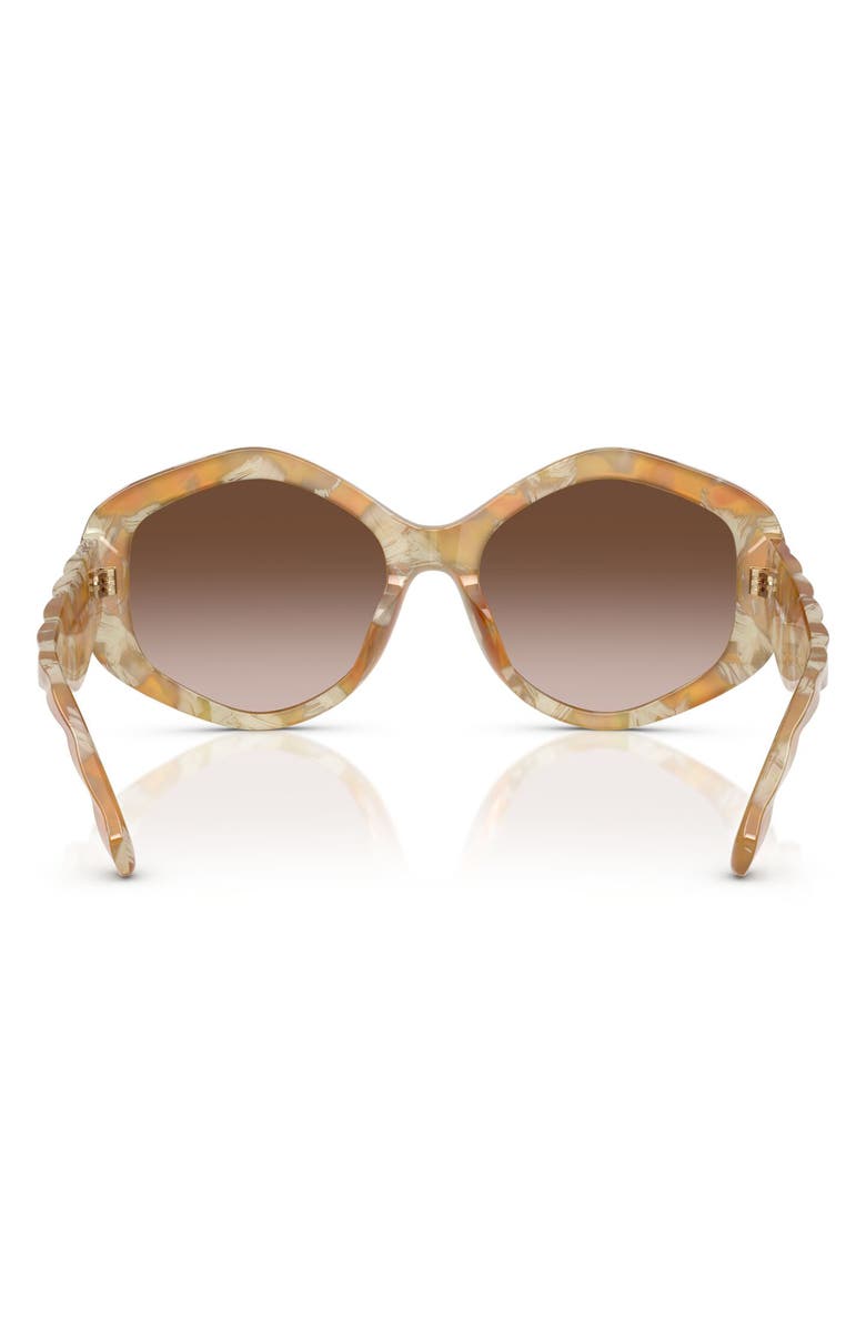 Tory Burch Kira 55mm Geometric Sunglasses, Alternate, color, Honey Horn