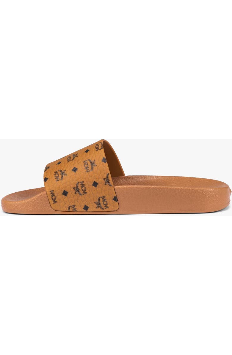 MCM Male Monogram Print Rubber Slides, Alternate, color, Cognac