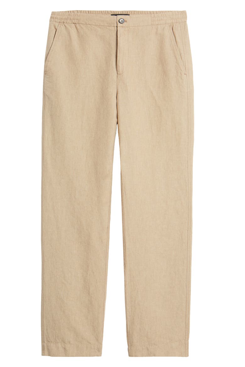 Button Front Linen Pants, Alternate, color, DUNE