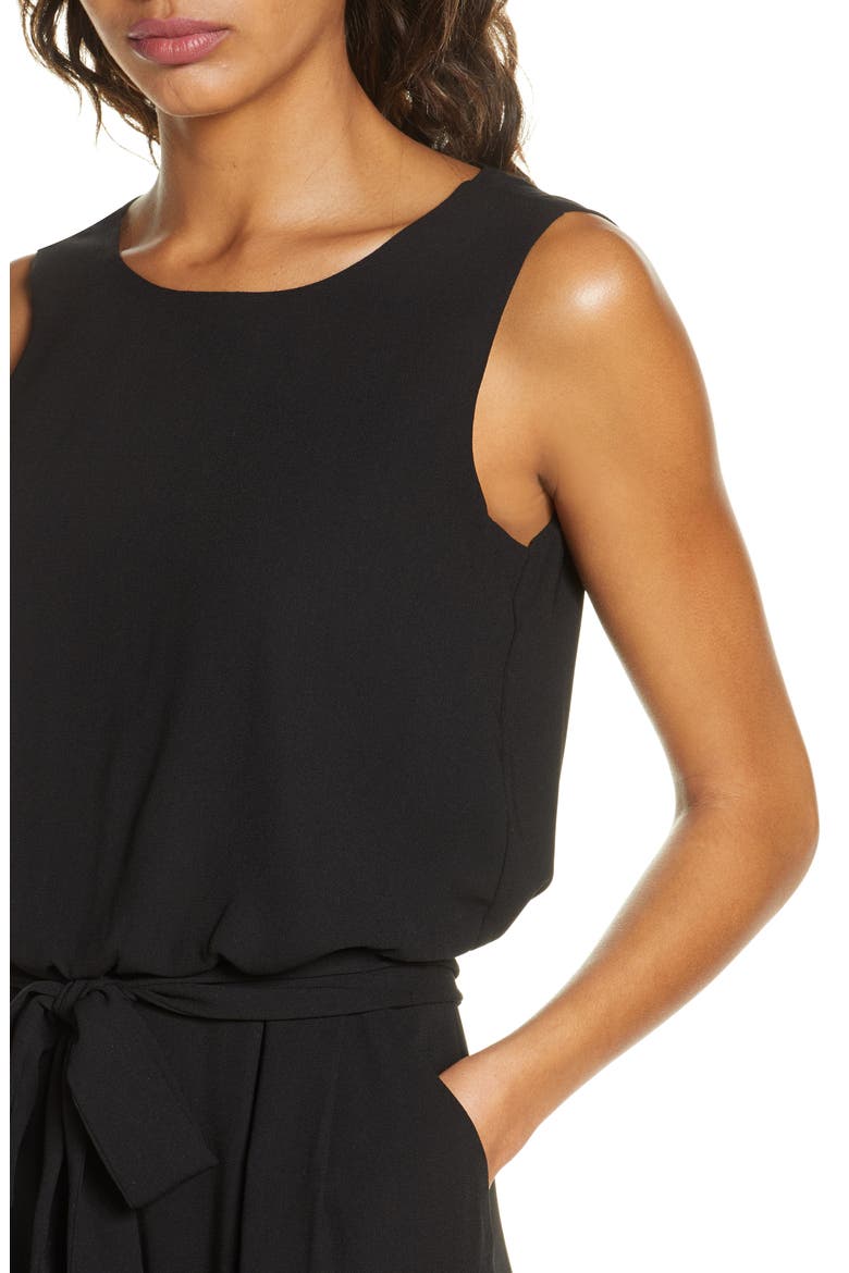 Blouson Tie Waist Jumpsuit, Alternate, color, BLACK
