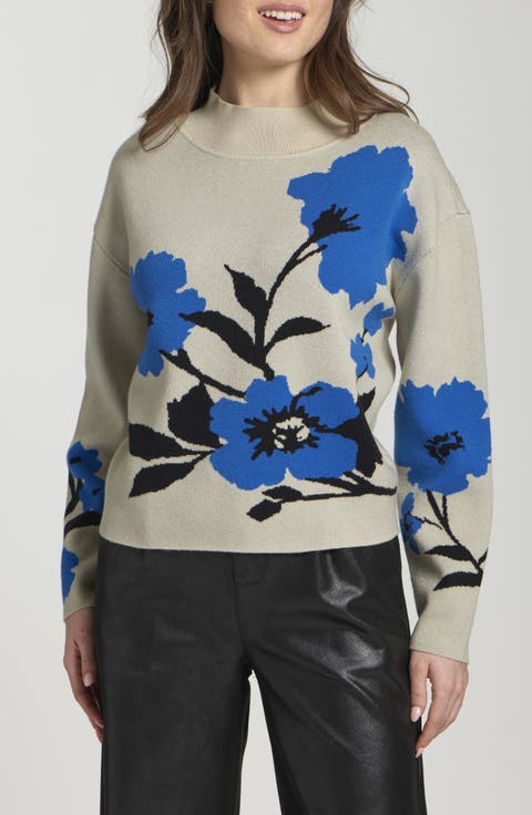 Floral Mock Neck Sweater