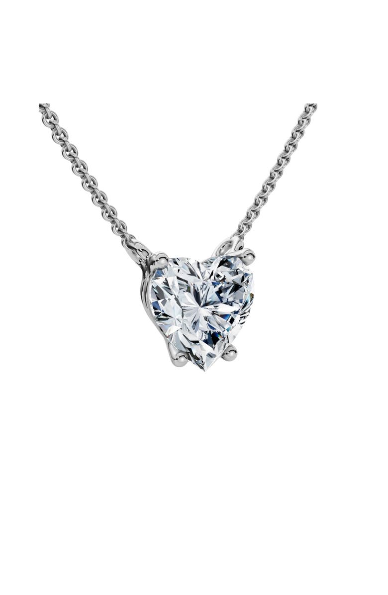 Bliss Diamond 1Ct Heart Shape Diamond Solitaire Diamond Pendant 14k Gold Necklace Lab Grown, Alternate, color, 14K White Gold