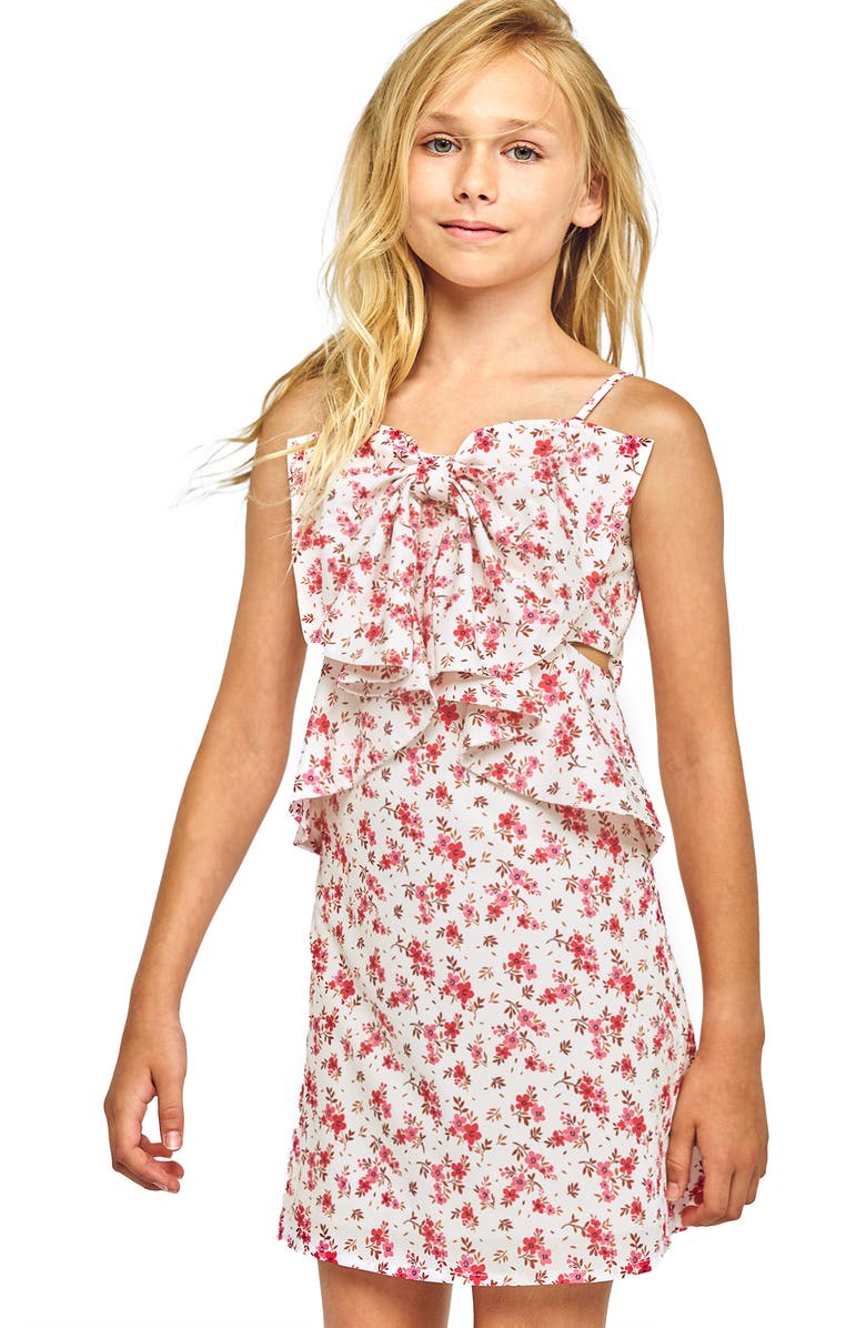 Hannah Banana Kids' Bow Cutout Sundress, Alternate, color, White Multi
